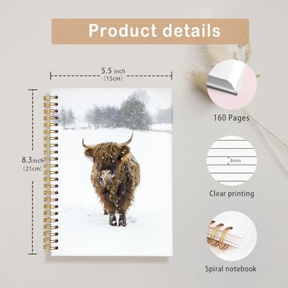 Cow Notebook Journal,Cow Gifts for Women - color: Highland cow