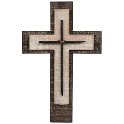 Hobby Lobby Layered Wood Wall Cross with Nails, Keyhole, 15.75" x 10.25"