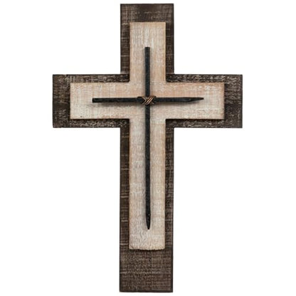 Hobby Lobby Layered Wood Wall Cross with Nails, Keyhole, 15.75" x 10.25"