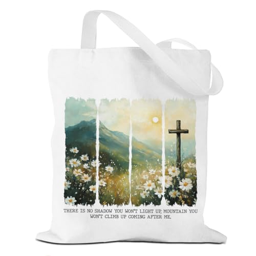Tote Bag，Canvas Tote, Reusable Grocery Shopping Bag Aesthetic Shoulder Bag for Work, Beach, Camping 03 - color: Mountainfaith