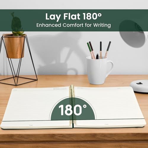 Taja Large Spiral Lined Journal for Women and Men, Notebook for Work - color: B-Butterfly