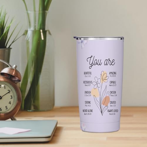 Christian Gifts for Women Stainless Steel Tumbler 20oz with Lid and Straw - color: Multi 1368