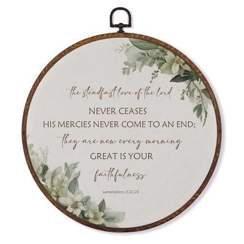 MOTERMATE Christian Wall Art Decor Round Framed, Bible Verse Canvas Wall Art Artwork Prints, Steadfast Love Minimalist Religious Hanging Decor Decorations for Home Bedroom Living Room, 10x10 Inch