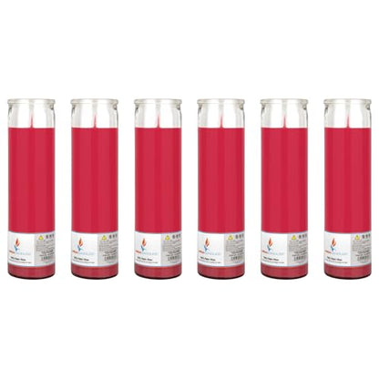 Mega Candles 6 pcs Unscented Pink Glass Container Devotional Prayer Candles, Shortening Wax Candle 2 Inch x 8 Inch, Sanctuary, Vigils, Prayers, Spiritual, Blessings, Religious, Altar, Remembrance - color: Pink
