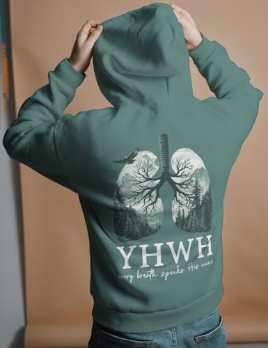 Christian Sweatshirt Women Men YHWH Hoodie Shirt Jesus Faith Inspirational Funny Letter Printed Graphic Pullover Tops - color: Green, size: Large
