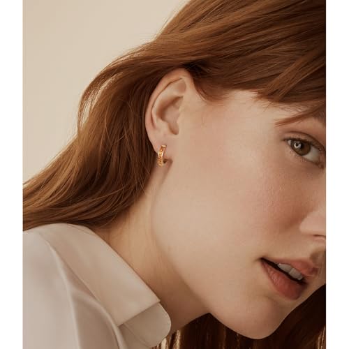 14K Gold Huggie Earrings for Women Silver Huggie Hoop Earrings Cubic Zirconia Huggie Earrings Stud Earrings Lightweight Dainty Hypoallergenic Earrings Jewelry Gifts - color: Gold Orange CZ Huggies