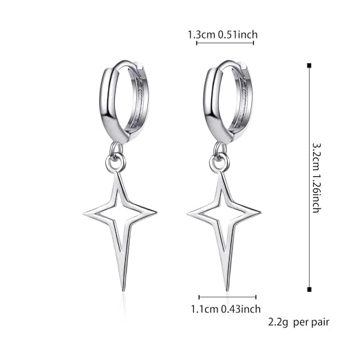Minimalist Cross Hollow Star Dangle Drop Small Hoop Earrings Constellation Tiny Star Cartilage Huggie Earring Jewelry