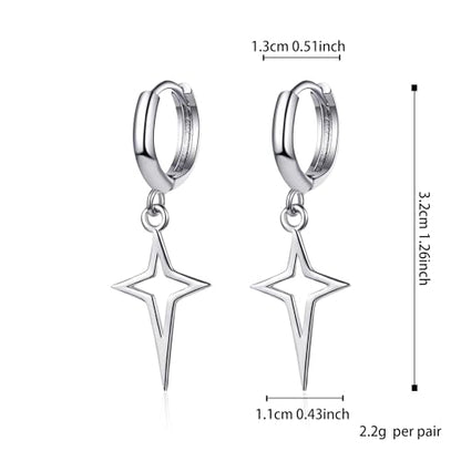 Minimalist Cross Hollow Star Dangle Drop Small Hoop Earrings Constellation Tiny Star Cartilage Huggie Earring Jewelry