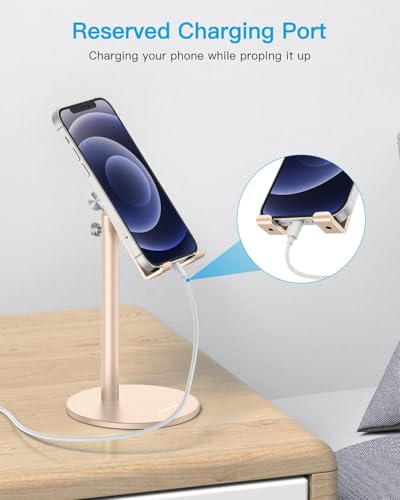 OMOTON CA04 Aluminum Tablet Phone Stand, Adjustable Desk Stand Gold - color: Gold