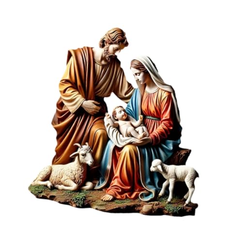Menolana Virgin Mary and Jesus Statue 2D Acrylic Jesus Figurine Religious Holy Family Statues for Living Room Bedroom Home Tabletop Decor
