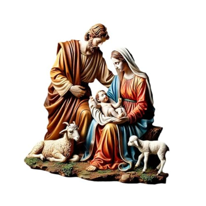 Menolana Virgin Mary and Jesus Statue 2D Acrylic Jesus Figurine Religious Holy Family Statues for Living Room Bedroom Home Tabletop Decor