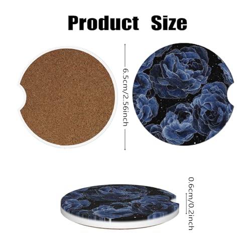 Ceramic Car Cup Coasters 2PCS - Dreamy Flower - color: Dreamy Flower