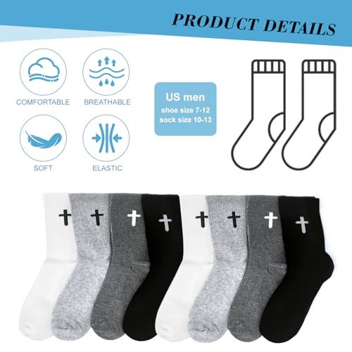 16 Pairs Christian Cross Socks Bulk Religious Elastic Crew Socks Christian Gifts for Men Women - color: Multicolor