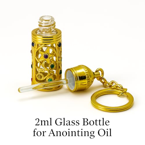 Anointing Oil Bottle Keychain, Gold - color: Gold