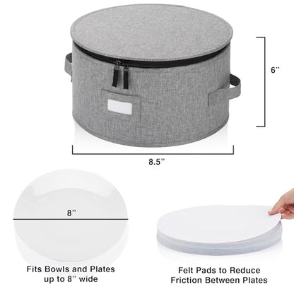 China Storage Case for Bowls or Dessert Plates - Fit plates up to 8" W - Includes 12 Felt Dividers - Hard Shell and Stackable with Fully Padded Interior - style: Dessert Plate Case