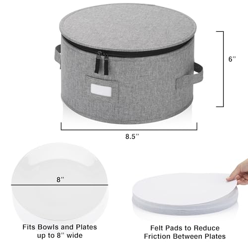 China Storage Case for Bowls or Dessert Plates - Fit plates up to 8" W - Includes 12 Felt Dividers - Hard Shell and Stackable with Fully Padded Interior - style: Dessert Plate Case