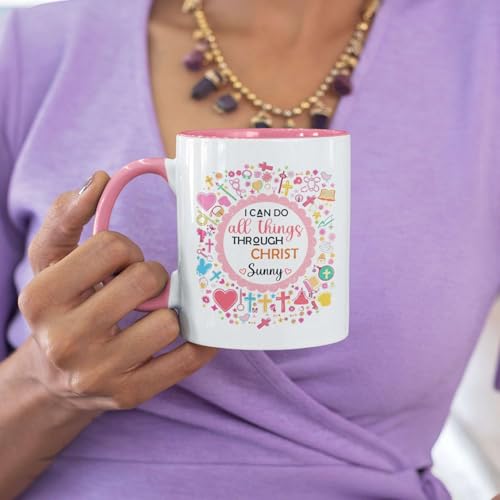 Unique Pattern Mug For Christian, Christian Motivational Coffee Cup 11Oz 15Oz, Personalized Name Ceramic Mug With Bible Verse, Customized Christian White Cup, Religious Gift For Women - color: XUA-624-2304-Pattern For Christian