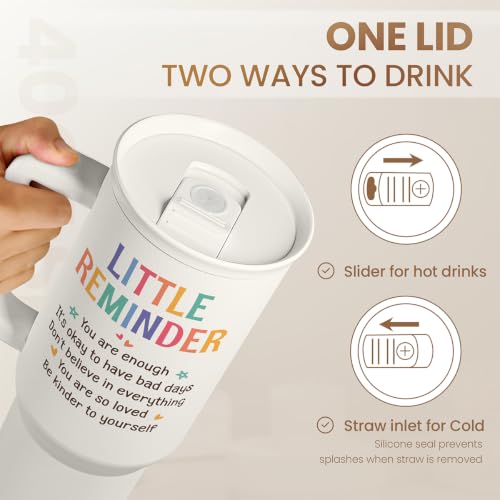 Inspirational Tumbler with Handle 40oz, Positive Reminder Coffee Cups Stainless Steel Travel Mug, Daily Inspiration Motivational Gifts for Women Girls Friends Coworker, Gift for Birthday Christmas - color: Inspiration 1