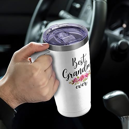 SANDJEST Grandma Tumbler with Handle 20oz Stainless Steel Insulated Tumblers Coffee Travel Mug Nana Cup Best Grandma Gift for Grandmother Grandmom Mimi Grandmas Gift for Birthday Christmas - color: Grandma 2