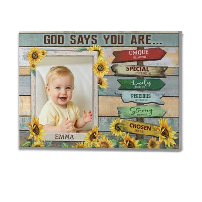 Ipplee Custom Signs Wall Art Photo Frame, God Says You Are Sunflower - color: Design06