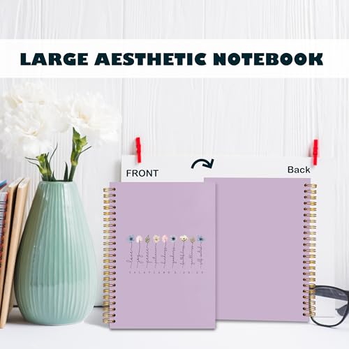 BearCake Boho Floral Christian Notebook Journal,Christian Gifts for Women, spiral Bible Notebooks for Note Taking, Bible Journaling Notebook,Bible 5:22-23 Hardcover Spiral Notebook 5.5x8.3 purple - color: white Bible purple flower