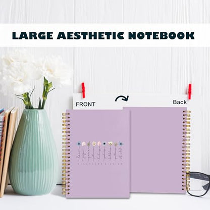 BearCake Boho Floral Christian Notebook Journal,Christian Gifts for Women, spiral Bible Notebooks for Note Taking, Bible Journaling Notebook,Bible 5:22-23 Hardcover Spiral Notebook 5.5x8.3 purple - color: white Bible purple flower