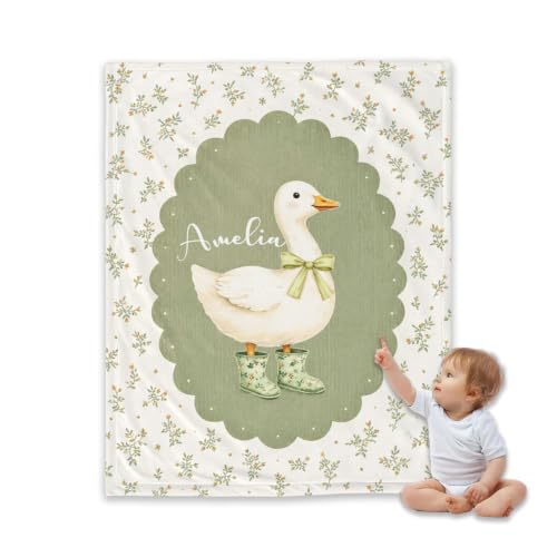 Personalized Goose Baby Blanket, Custom Name Nursery Throw Gift - color: #Ver1