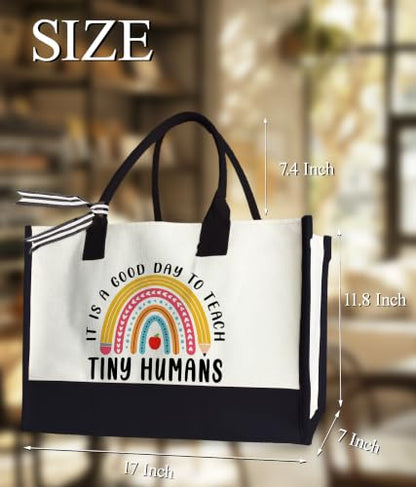 Aesthetic Canvas Tote Bag for Women Girls, Large Tote Bag for Friends Colleagues Leader Manager, 17 x 11.8 x 7 inches - color: Teacher