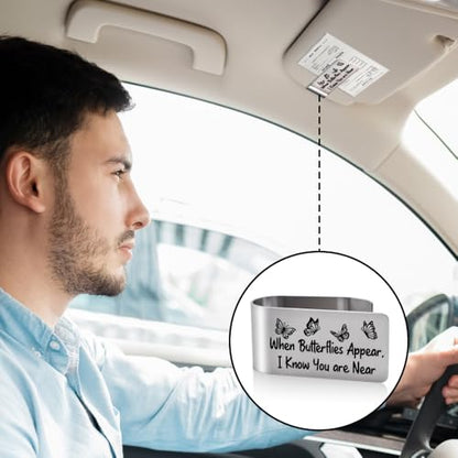 When Butterflies Appear I Know Visor Clip for Cars Memorial Gifts - color: silver 2