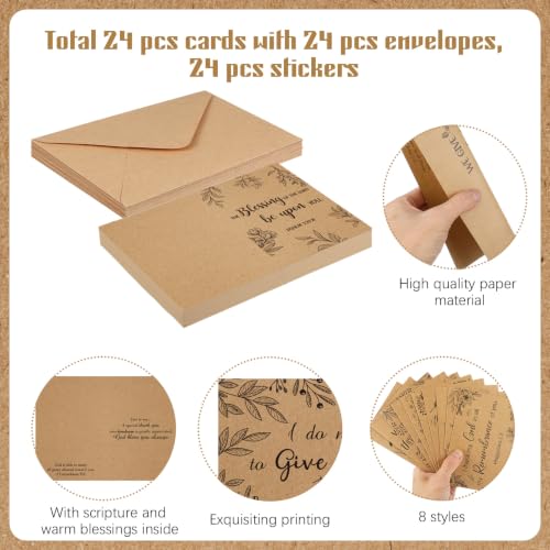 24 Pack Christian Thank You Appreciation Gift Cards, Kraft - style: Kraft