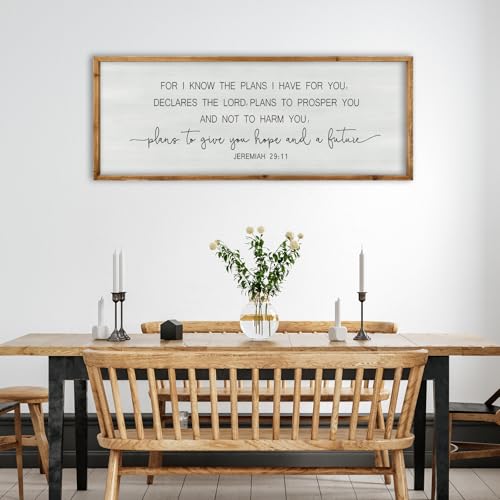 Jeremiah 29:11 Wall Art, For I Know The Plans I Have For You 32"×12" Wood - color: Jeremiah 29:11 Print Sign (Wood), size: 32"L x 12"W