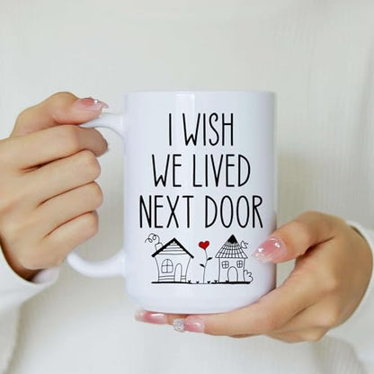 Personalized I Wish We Lived Next Door Mug - Personalized Long Distance State To State 11Oz - Moving Away Cup - Bestie Birthday Gift - Custom Map State Distance Coffee Cup - color: DISTANT-MAP-M4