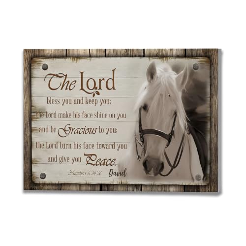 Ipplee Custom Religious Wall Plaque with Name, Christian Horse Lover Gift - color: Design05