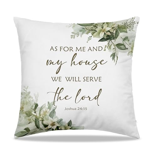 Dibor Christian Throw Pillow Covers 18x18 in, as for Me and My House We Will Serve the Lord Bible Verse Decorative Couch Cushion Covers, Christian Gifts for Women, Pillow Case for Home Living Room - color: House