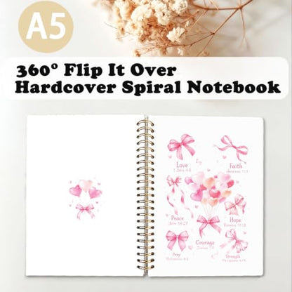 Cute Pink Bows Prayer Hardcover Spiral Notebook Journal for Women,A5 - color: bowknot Bible