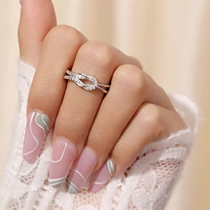 MOROTOLE To My Mom Sterling Silver Ring, Love Knot Silver Ring for Women Forever Linked You And Mom Rings Adjustable Thumb Rings Mother Gifts… - color: Knot Rings (Mother & Daughter Card)