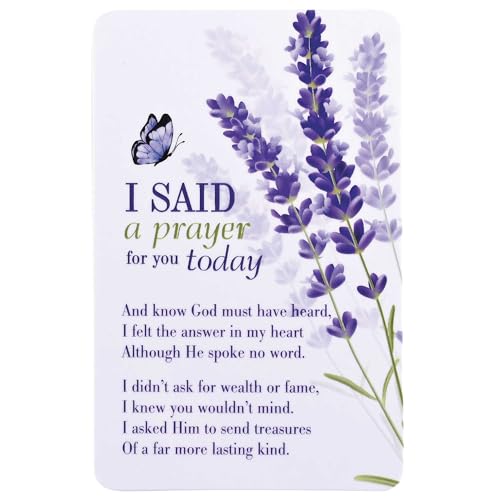 Dicksons Lavender Flowers - I Said A Prayer for You Today, White/Purple 3.8 x 2.5 Inch Laminated Cardstock Pocket Card Bookmark; Pack of 12
