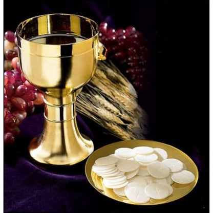 Church Gold Plated Brass Chalice & Paten, 14 Ounce, Matte Finish - color: Matte Finish