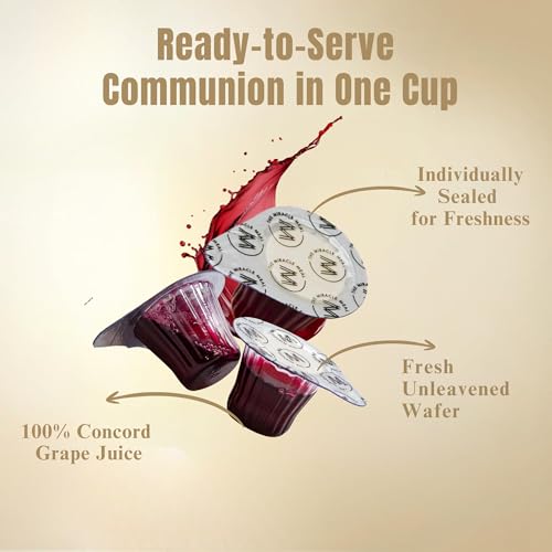 Christmas Edition Communion Cups | The Miracle Meal – 50 Pre-Filled Cups with Juice & Wafer | Celebrate Faith & Joy