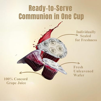 Christmas Edition Communion Cups | The Miracle Meal – 50 Pre-Filled Cups with Juice & Wafer | Celebrate Faith & Joy