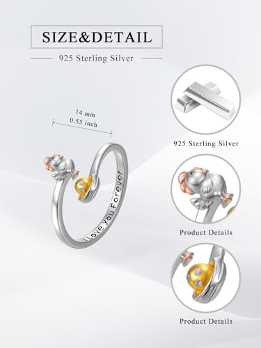 Dorunmo Adjustable Open Rings 925 Sterling Silver Cute Animal Rings for Women Vintage Jewelry Gifts - style: Chicken