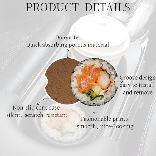 Ceramic Car Cup Coasters 2PCS - Sushi - color: Sushi