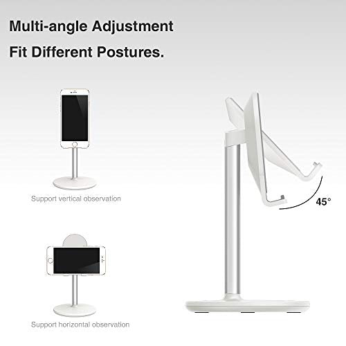 Bright Stone Phone Stand for Desk, Adjustable Cell Phone Holder for Desk, Compatible with 4"-12.9" Phones/Tablet/iPhone/iPad/Switch (White) - color: White