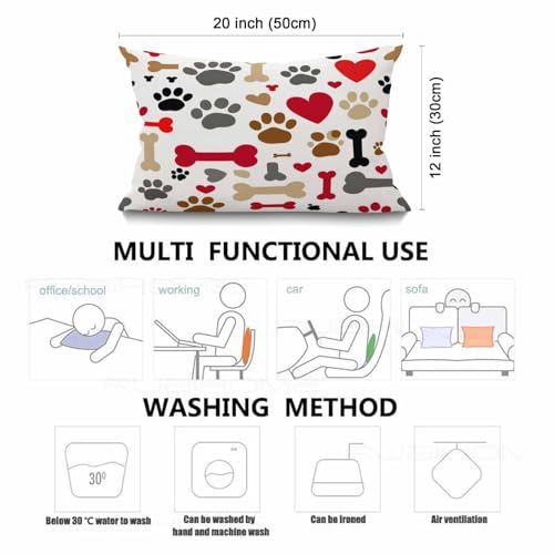 Smooffly Dogs Paws and Bones Cotton Linen Throw Lumbar Waist Pillow Case Cushion Cover Home Office Decorative Rectangle 12 X 20 Inches - color: Md025