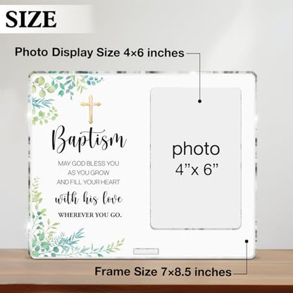 Baptism Gifts Picture Frame, Christening Gifts for Goddaughter Godson Godchild Baby, Christian Baptism Gift for Boys Girl Acrylic Photo Frames, Photo 4 x 6 Inches - color: Baptism- A