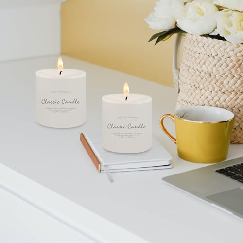 3" x 3" Hand-Poured Unscented White Pillar Candles, Dripless Candles Set of 3, Smokeless, Clean Burning, Approx 40 Hours Burn Time, Wedding, Dinner, Christmas and Home Decor
