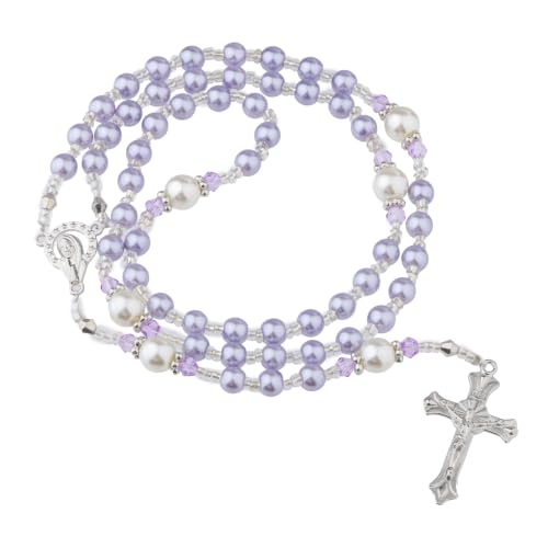 Rosary Beads Catholic for Women - Rosary Necklace Artificial Pearls, Exquisite Gifts for Women - color: Purple