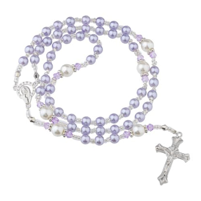 Rosary Beads Catholic for Women - Rosary Necklace Artificial Pearls, Exquisite Gifts for Women - color: Purple