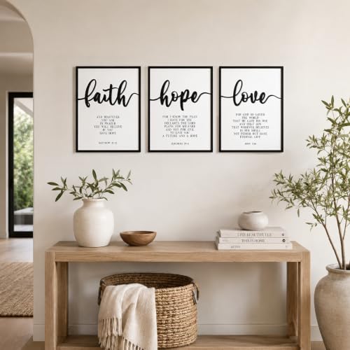 Zzbakress 3D Wood Faith Hope Love Framed Wall Art Large Christian Wall Art - color: Black-Vivid