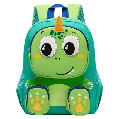 Toddler Backpack for Boys Kids 2-5, 3D Cute Dinosaur Boy Backpack for Preschool Kindergarten, Waterproof Animal School BookBag with Chest Buckle - color: Dinosaur Green
